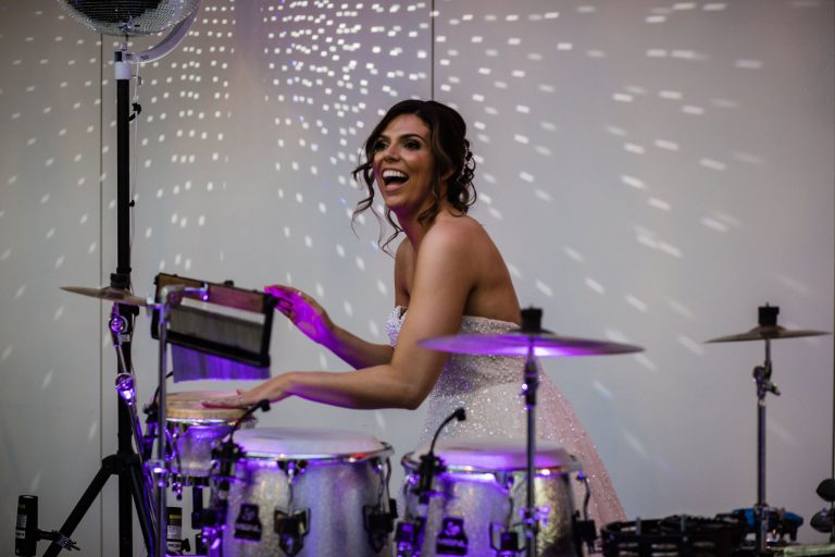Wedding bride playing percussion